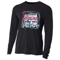 Because Mama Runs This Shitshow Mom Life Leopard Mom Mother's Day Cooling Performance Long Sleeve Crew