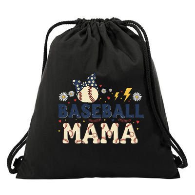 Baseball Mama Retro Drawstring Bag