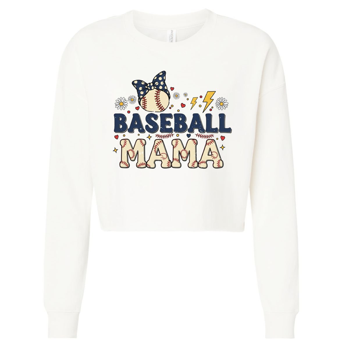 Baseball Mama Retro Cropped Pullover Crew