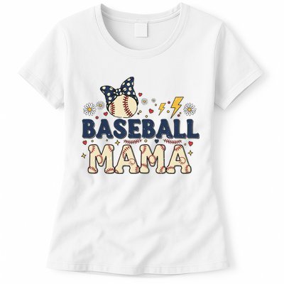 Baseball Mama Retro Womens T-Shirt