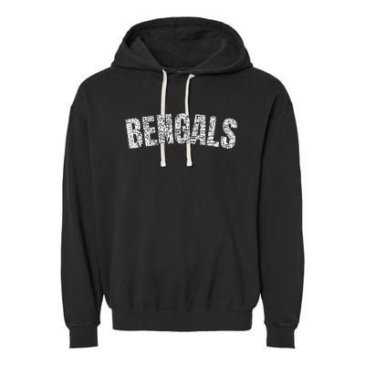 B.E.N.G.A.L.S Mascot Retro Sports Name Design Garment-Dyed Fleece Hoodie