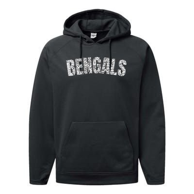 B.E.N.G.A.L.S Mascot Retro Sports Name Design Performance Fleece Hoodie