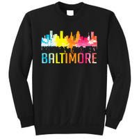 Baltimore Maryland Retro Watercolor Skyline Art Souvenir Sweatshirt