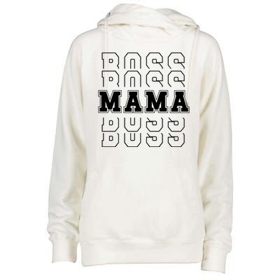 Boss Mama Retro Mom Gift Womens Funnel Neck Pullover Hood