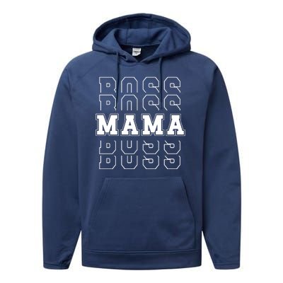 Boss Mama Retro Mom Gift Performance Fleece Hoodie