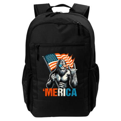 Bigfoot Merica Rock American Flag Patriotic 4th Of July Backpack