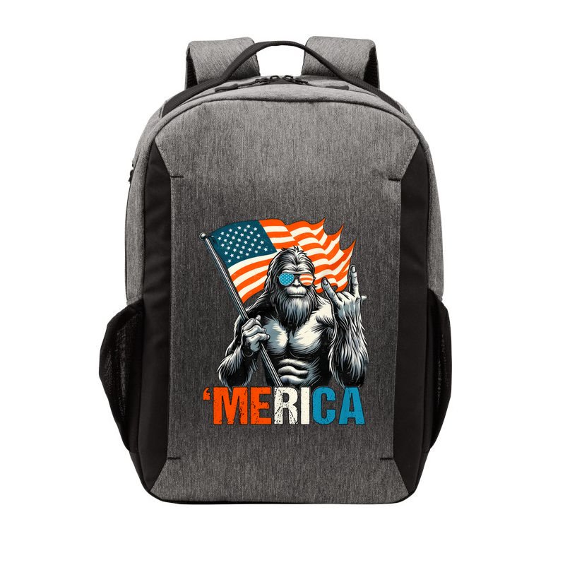 Bigfoot Merica Rock American Flag Patriotic 4th Of July Vector Backpack