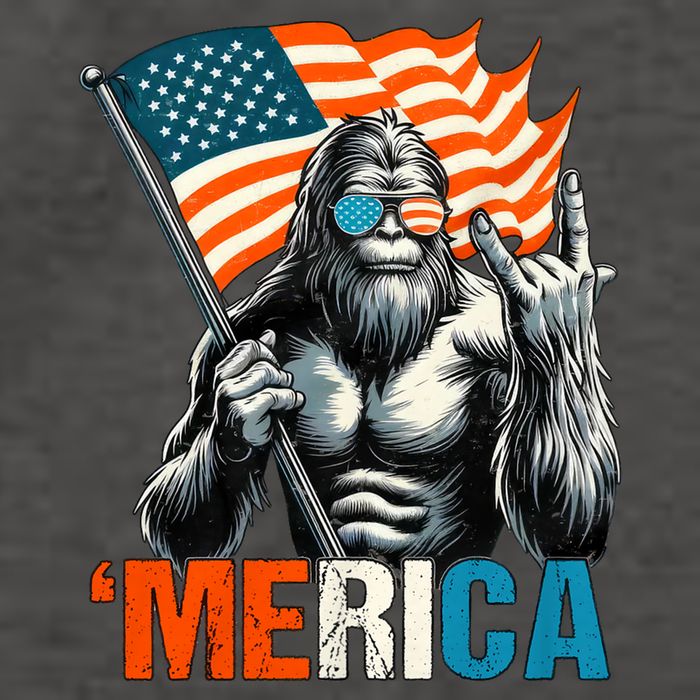Bigfoot Merica Rock American Flag Patriotic 4th Of July Vector Backpack