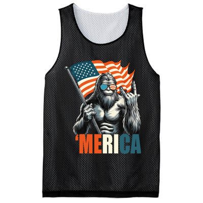 Bigfoot Merica Rock American Flag Patriotic 4th Of July Mesh Reversible Basketball Jersey Tank
