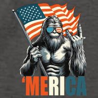 Bigfoot Merica Rock American Flag Patriotic 4th Of July Vector Backpack