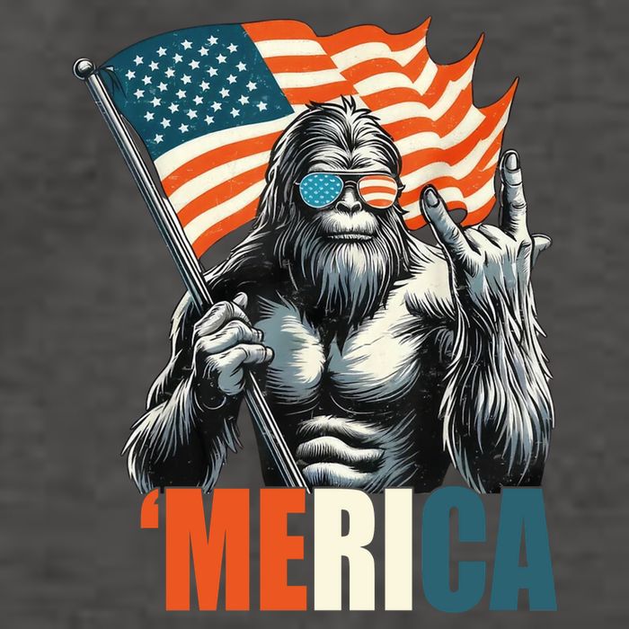 Bigfoot Merica Rock American Flag Patriotic 4th Of July Vector Backpack