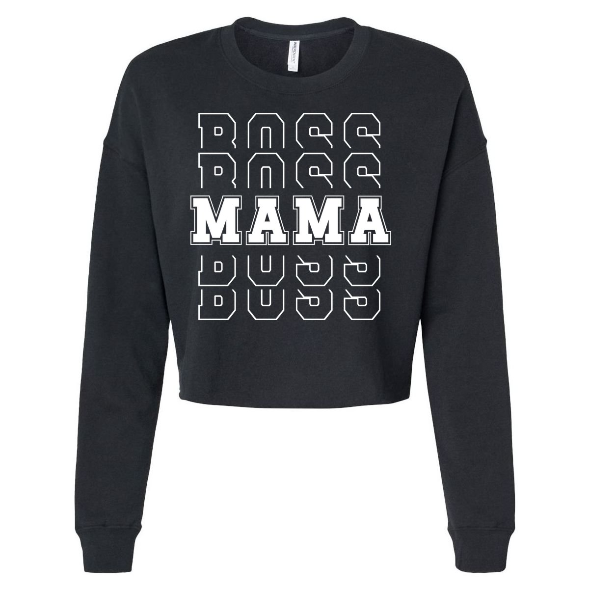 Boss Mama Retro Cute Gift For Mom Cropped Pullover Crew