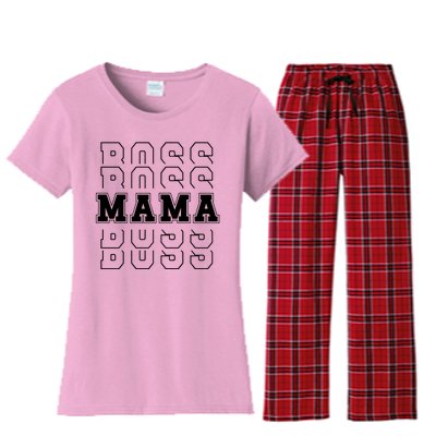 Boss Mama Retro Cute Gift For Mom Women's Flannel Pajama Set