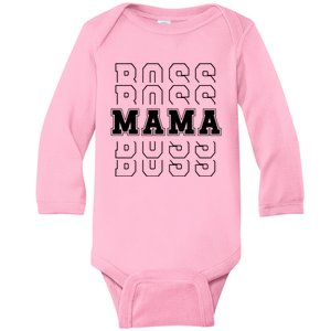 Boss Mama Retro Cute Gift For Mom Baby Long Sleeve Bodysuit