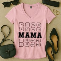 Boss Mama Retro Cute Gift For Mom Women's V-Neck T-Shirt