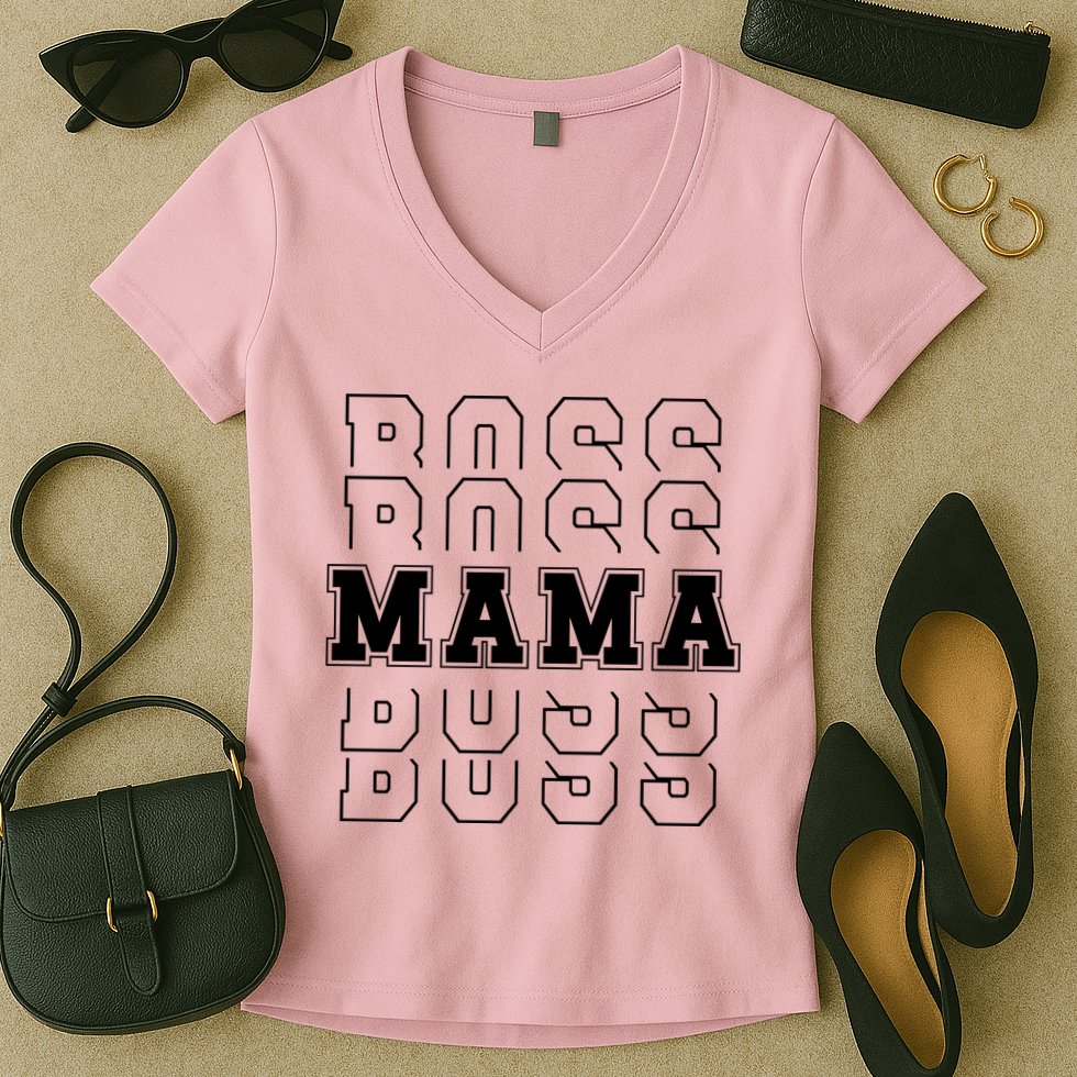 Boss Mama Retro Cute Gift For Mom Women's V-Neck T-Shirt