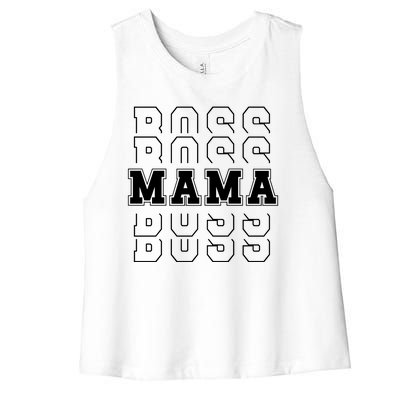 Boss Mama Retro Cute Gift For Mom Women's Racerback Cropped Tank