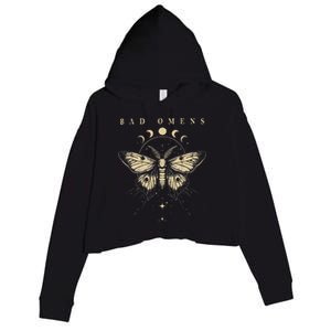 Bad Music Rock 90s Moth And Moons Vaporware Omens Crop Fleece Hoodie