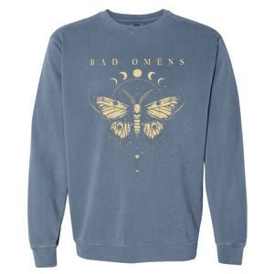 Bad Music Rock 90s Moth And Moons Vaporware Omens Garment-Dyed Sweatshirt