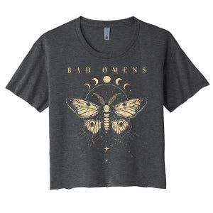 Bad Music Rock 90s Moth And Moons Vaporware Omens Women's Crop Top Tee