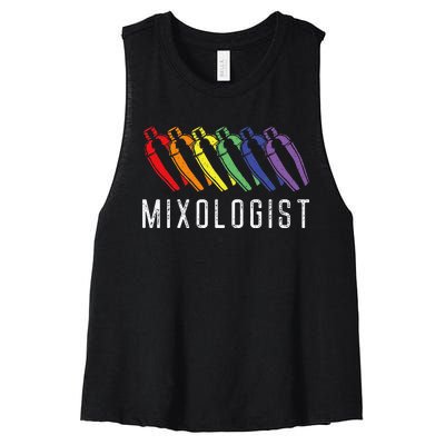 Bartender Mixologist Rainbow Mixologist Women's Racerback Cropped Tank