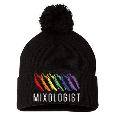 Bartender Mixologist Rainbow Mixologist Pom Pom 12in Knit Beanie