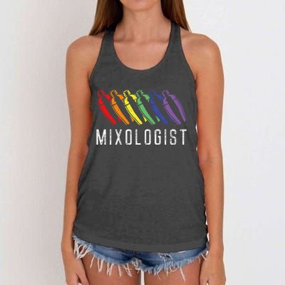 Bartender Mixologist Rainbow Mixologist Women's Knotted Racerback Tank