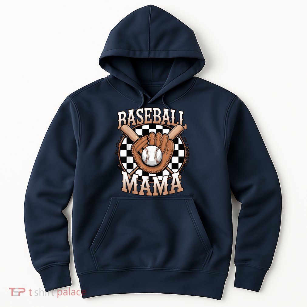 Baseball Mama Softball Mom Checkered Sports Lover Mother Hoodie
