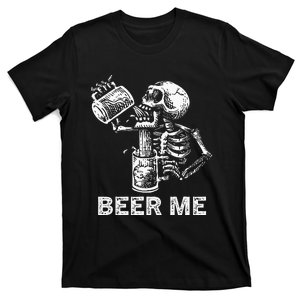 Beer Me Skeleton Scary Spooky Drinking T-Shirt