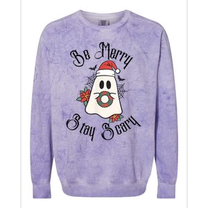 Be Merry Stay Scary Colorblast Crewneck Sweatshirt