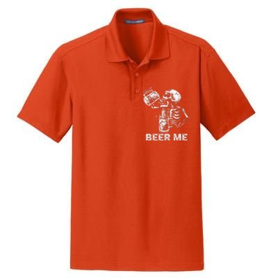 Beer Me Skeleton Scary Spooky Drinking Party Gift Dry Zone Grid Polo