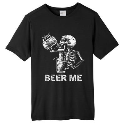 Beer Me Skeleton Scary Spooky Drinking Party Gift Tall Fusion ChromaSoft Performance T-Shirt