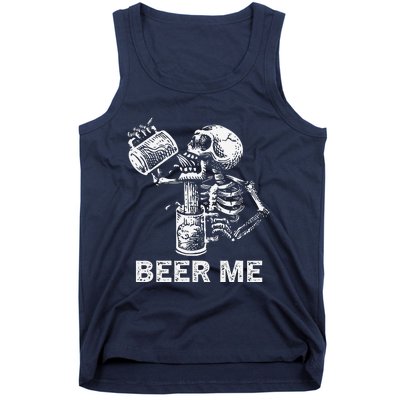 Beer Me Skeleton Scary Spooky Drinking Party Gift Tank Top