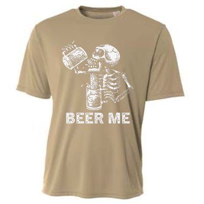 Beer Me Skeleton Scary Spooky Drinking Party Gift Cooling Performance Crew T-Shirt