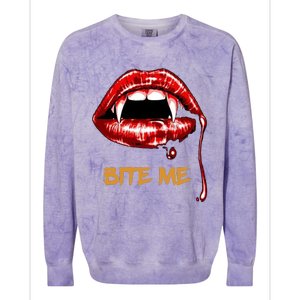 Bite Me Sexy Vampire Lips Halloween Novelty Colorblast Crewneck Sweatshirt