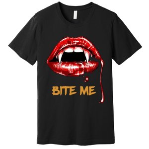 Bite Me Sexy Vampire Lips Halloween Novelty Premium T-Shirt