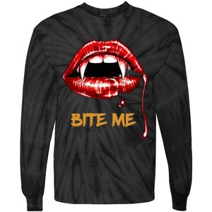 Bite Me Sexy Vampire Lips Halloween Novelty Tie-Dye Long Sleeve Shirt