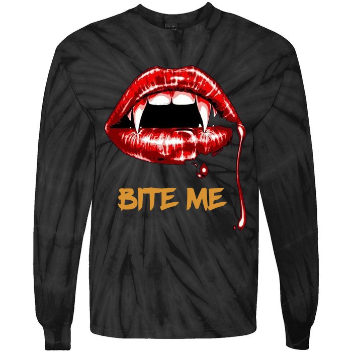 Bite Me Sexy Vampire Lips Halloween Novelty Tie-Dye Long Sleeve Shirt