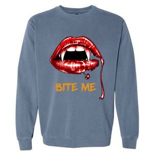 Bite Me Sexy Vampire Lips Halloween Novelty Garment-Dyed Sweatshirt