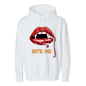 Bite Me Sexy Vampire Lips Halloween Novelty Garment-Dyed Fleece Hoodie