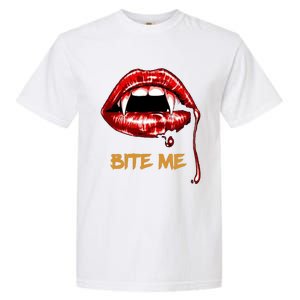 Bite Me Sexy Vampire Lips Halloween Novelty Garment-Dyed Heavyweight T-Shirt