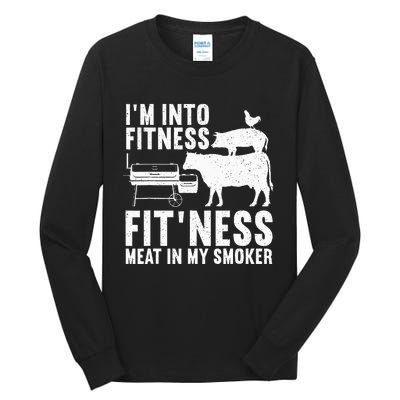 Bbq Meat Smoking Art Barbeque Griller Tall Long Sleeve T-Shirt