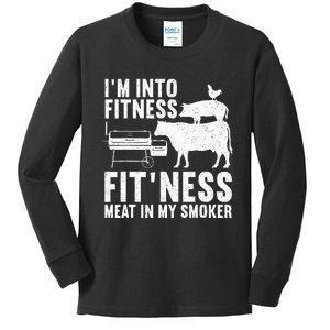 Bbq Meat Smoking Art Barbeque Griller Kids Long Sleeve Shirt