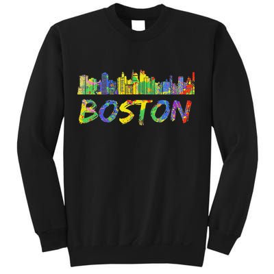 Boston Massachusetts Skyline Paint Sweatshirt