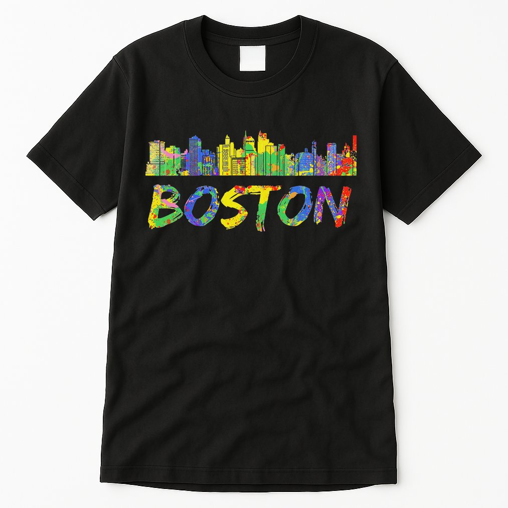 Boston Massachusetts Skyline Paint Tall T-Shirt