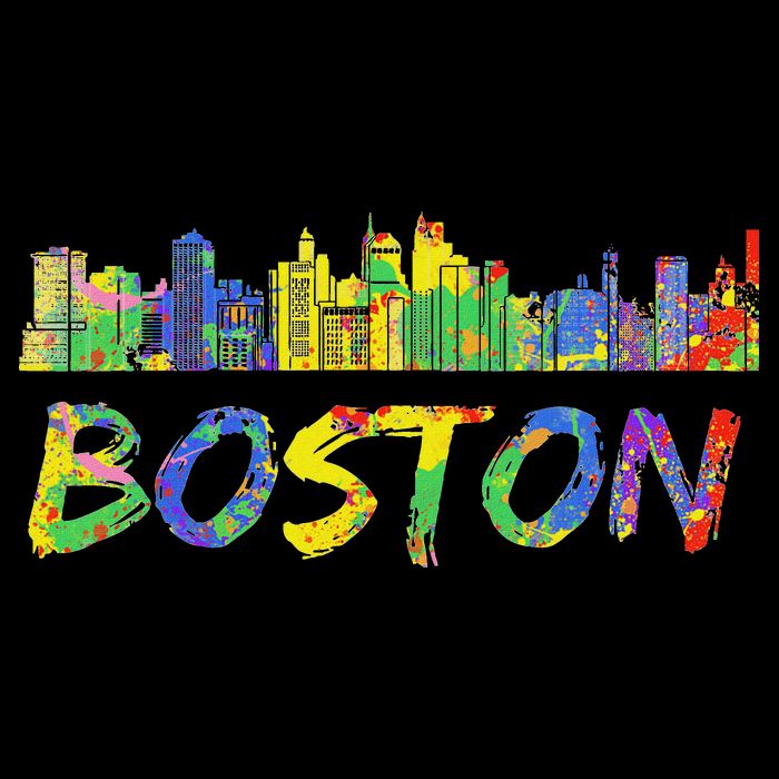 Boston Massachusetts Skyline Paint Button