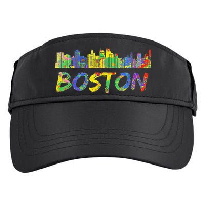 Boston Massachusetts Skyline Paint Adult Drive Performance Visor