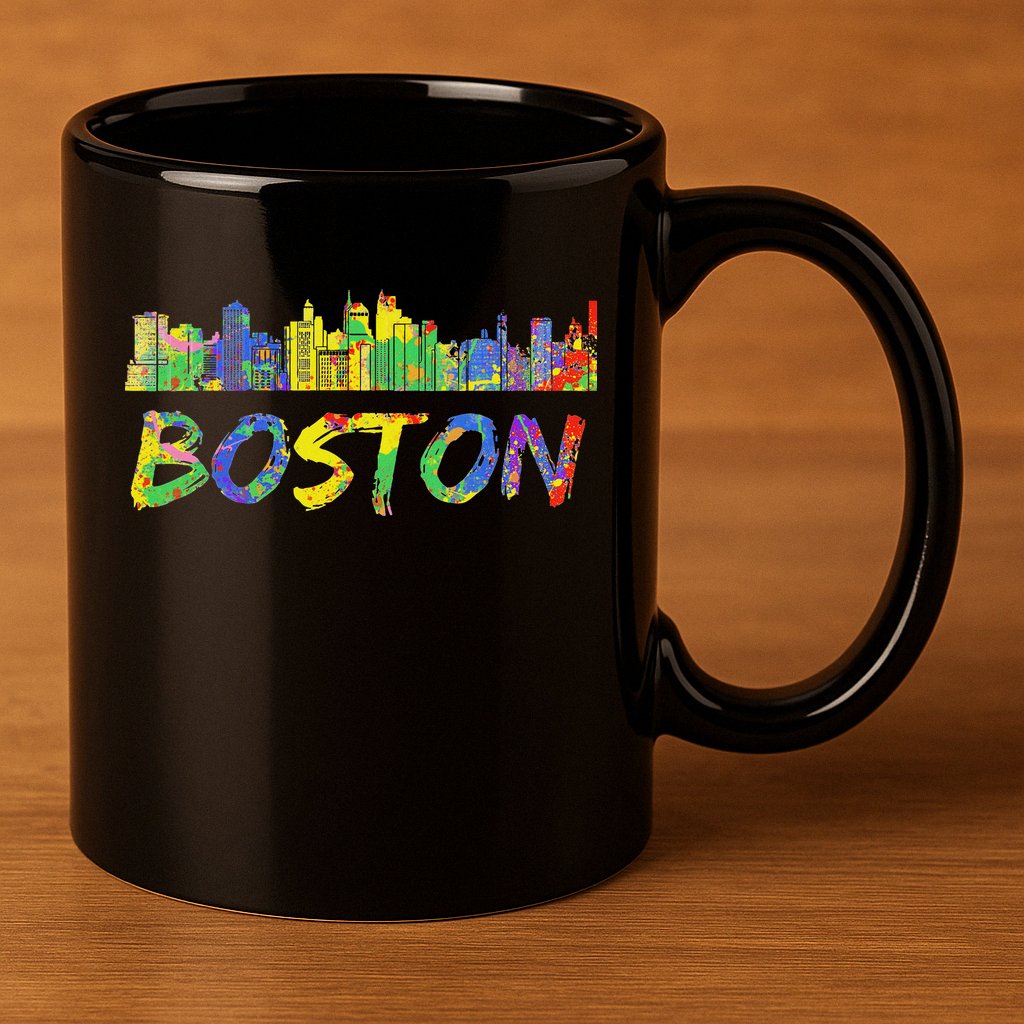 Boston Massachusetts Skyline Paint 11oz C Handle Ceramic Mug
