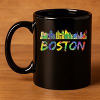 Boston Massachusetts Skyline Paint 11oz C Handle Ceramic Mug