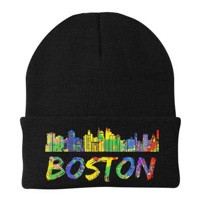 Boston Massachusetts Skyline Paint Beanie
